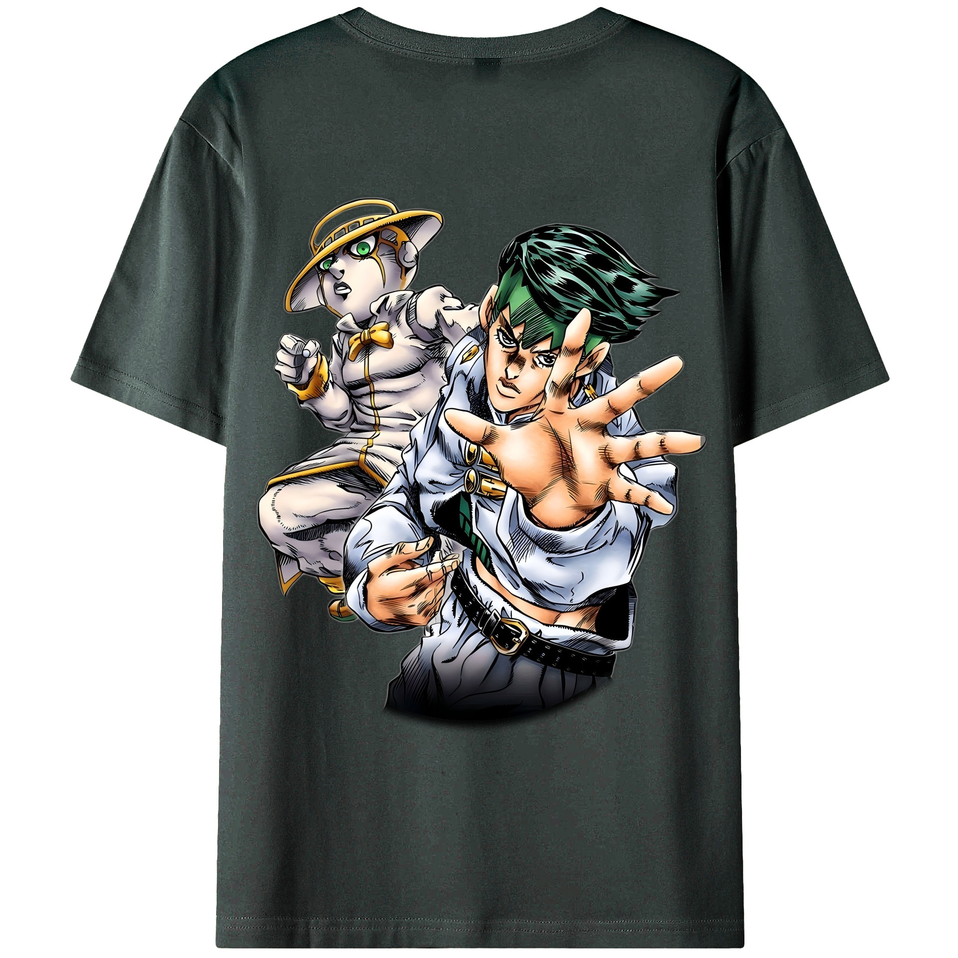 （画像用） ジョジョの奇妙な冒険 岸辺 露伴（きしべ ろはん） JoJo's Bizarre Adventure Rohan Kishibe 綿100％ メンズ半袖Tシャツ（バックプリント） 通気性